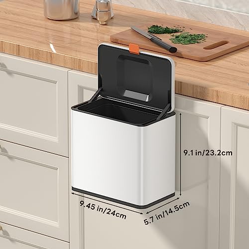 Mbillion 1.05 Gal White Hanging Stainless Steel Compost Bin - color: White, size: 1.05 Gal