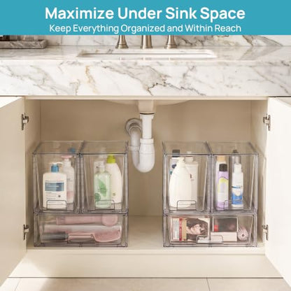 Vtopmart Clear Stackable Storage Drawers, 6 Pack Wide Tall Set - style: 2 Wide+4 Large