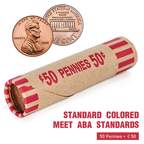 LLIKED 100 PCS Preformed Coin Wrappers Rolls-Pennies - size: 100 Pennies Coin Rolls