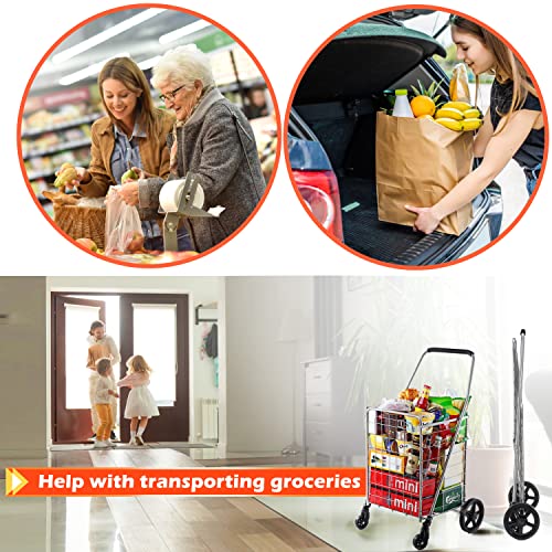 Wellmax Grocery Cart & Folding Shopping Cart with Wheels, 66 lb Max, Medium - size: Medium