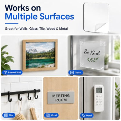 LMJIA Heavy Duty Double Sided Tape, Clear Reusable Mounting Tape Picture Hanging Adhesive Tape Removable Wall Tape Adhesive Poster Tape - size: Square-2.4inch*2.4inch