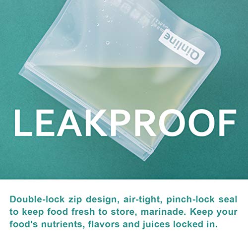 Qinline Reusable Food Storage Bags - 24 Pack Dishwasher Safe Freezer Bags, BPA Free Reusable Bags PEVA material, Leakproof Reusable Lunch Bag for Salad Fruit Travel - 8 Gallon 8 Sandwich 8 Snack Bags - color: Clear