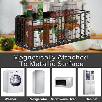 Magnetic Shelf Fridge Basket Bin for Washer Dryer Locker Whiteboard Cabinet - color: White-High