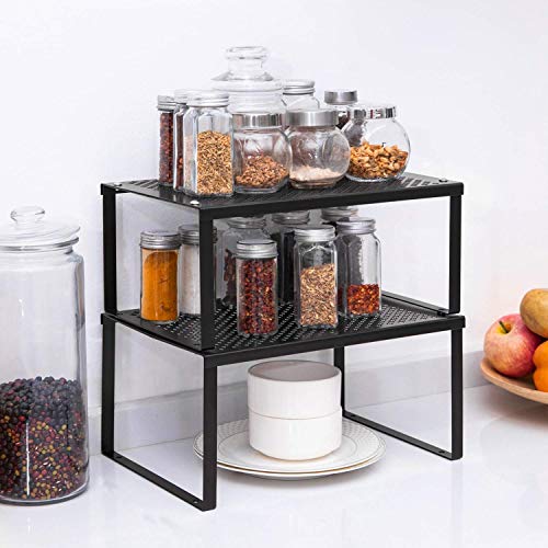 NEX Cabinet Organizer Shelf, Kitchen Counter Shelves Set of 2, Black - color: Black