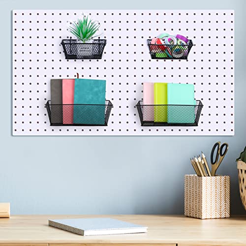 Sieral 4 Pcs Metal Pegboard Baskets Wire Organizer, Small, Medium, Black - color: Black, size: Small, Medium