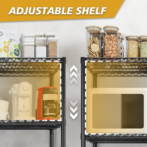 5-Tier Shelf, Adjustable Wire Metal Rack Shelving, Heavy Duty Standing Storage Shelves, Garage, Kitchen, Office, Bathroom, Shelfs Easy Assembly, 35" W x 14" D x 71" H, Black - color: Black, size: 5-tier 35.43"W x 13.78"D x 70.87"H