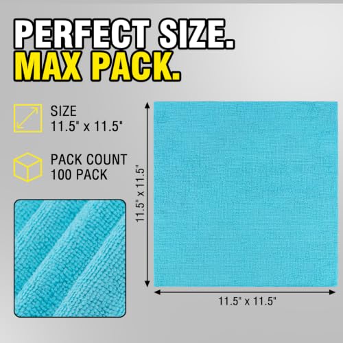 Shop Towels, 100 Pack - 11.5"x 11.5" Microfiber Cleaning Cloths - color: Multicolor