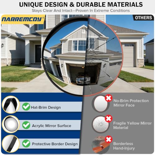 12 Inch Acrylic Convex Mirror with Rain Shield - size: 12IN S