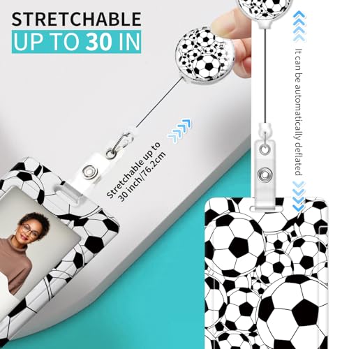 Retractable ID Badge Holder with Breakaway Lanyard - Adjustable Clip for Nurse, Teacher & Office Staff Gift (Cute Football) - color: Cute Football