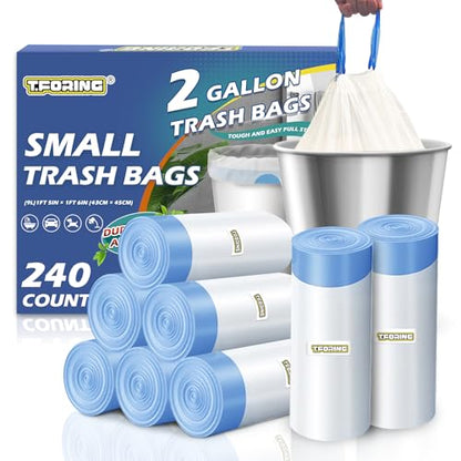 Small 2 Gallon Trash Bags Drawstring,0.96 Mil,Unscented,240 Count - color: 2gal-240