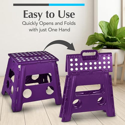 Handy Laundry Folding Step Stool 13 Inch, Purple, Non-Slip Holds 300 lbs - color: Purple, size: 13 Inch