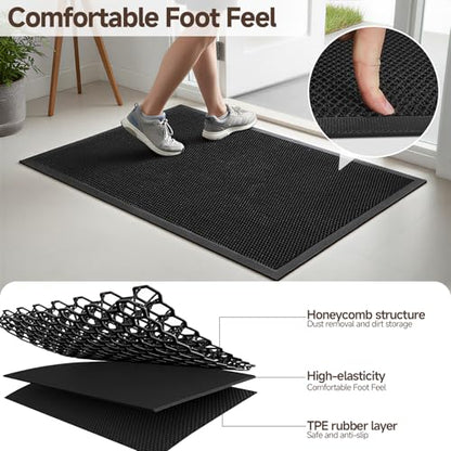 TANYOYO 3' X 4'Ft (36×48) Commercial Heavy Duty Rubber Mesh Door Mat – Waterproof Non-Slip Dirt Trapper for Mall Entrance, Patio, Garage & High Traffic Walkways, Black Outdoor Commercial Welcome Mat - size: 3' x 4' (Rectangular)