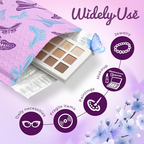 Fuxury Bubble Mailers 6x10" Pinkish-Purple Padded Envelopes 100 Pack - color: Blue-Purple Butterfly, size: 6x10" 100 PC