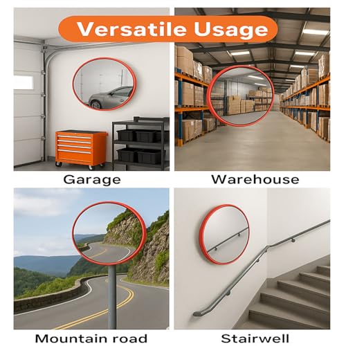 18-Inch Safety Convex Mirror Indoor and Outdoor, Wide Angle View Traffic Security Mirror for Business, Garage, Warehouse, Blind Spot, Office - size: 18 inch