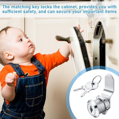 Kenning 24 Sets 3/4'' Fits on 0.5'' Max Cabinet Locks with Keys for Secure Drawer Mailbox Rv Storage Box Replacement Lock, Zinc Alloy - size: 1-3/4 Inch
