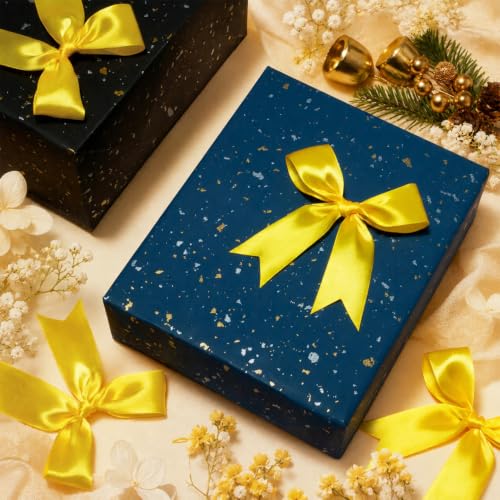 Yellow Bows 60 Pcs 3.5 Inch Pre-Tied Satin Ribbon Bows with Adhesive Dots - color: Yellow, size: 60 PCS