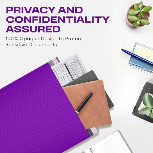 Purple Bubble Mailers 4x8, Self Seal Poly Padded Envelopes #000, 500 Pack - color: Purple, size: 4"x8" / 500 Pack