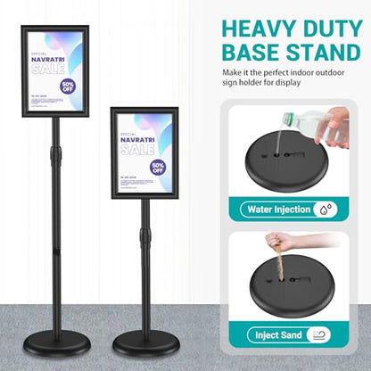 Hemndic Sign Stand 11x17 inch, Adjustable Floor Standing Sign Holder, 360° Rotation Sign Holder Stand with Snap-Open Frame, Outdoor Indoor Pedestal Sign Holder Display - size: 11 x 17 inch