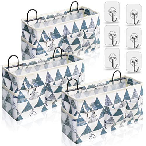 Kanrichu 3pcs Large Wall Hanging Organizer Bag, Linen Fabric Door Hanging Storage Baskets with Pockets, Waterproof Bin for Kitchen, Bedroom, Office, RV Camper (Triangle) - color: Triangle (3 pcs)
