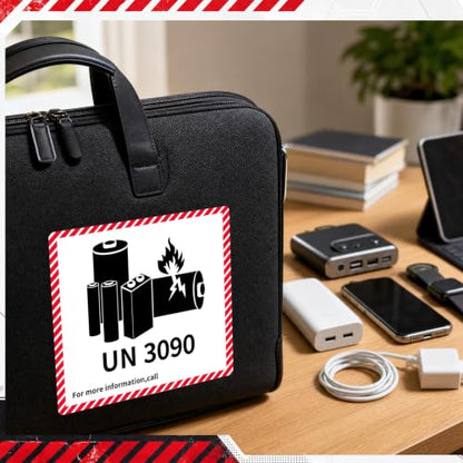 Dunzoom 100 Pcs UN3090 Lithium Ion Battery Caution Labels 4.7" x 4.3" - color: Un3090, size: 4.7" X 4.3"