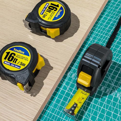 Tape Measure 16 ft, 2 Pack Easy Read Measurement Tape, Self-Locking Measuring Tape Retractable 1-Inch Wide x 16 ft - color: 2 Pack