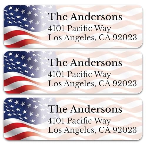 Personalized Patriotic Return Address Labels, Self-Adhesive Address Stickers on Sheets, 50-1000 Labels (Faded Flag) - color: Faded Flag
