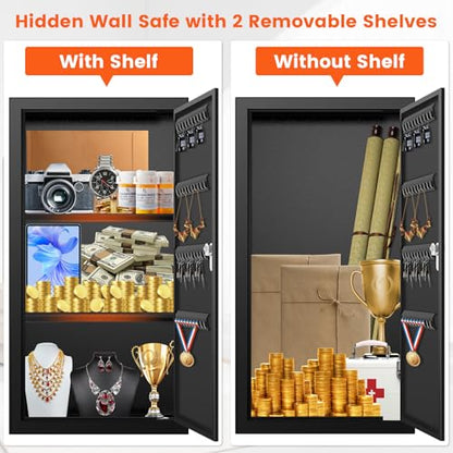 25.6" Tall Wall Safe Between 16" Studs | 33% Larger Capacity | In Wall Safe - color: Black, size: 25.6" Tall