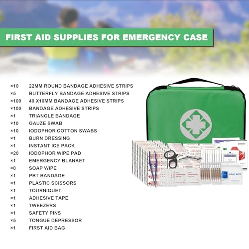First Aid Kit 300PCS Car Home Camping Essentials Green 1st Aid - style: 300Pcs-Green