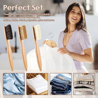 3 Pcs Wood Laundry Stain Brush Stain Remover Brushes with Boar Bristle Small Stain Brush for Clothes for Scrubbing Stains from Furniture Fabric Leather(3 Pcs C) - style: 3 Pcs C