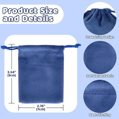 Tapleap 12Pcs Small Jewelry Bags, 2¾x 3½” Blue Velvet Drawstring Pouch - color: Blue, size: 2¾ x 3½in