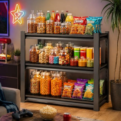 Snack Display Rack, 3 Tier Candy Display Rack Countertop Organizer, 1000lb Load, Heavy Duty Retail Display Shelves for Vendors, Snack Rack Display Stand for Kitchen Pantry (36"W x 14"D x 32"H) - size: 36"W x 14"D x 32"H