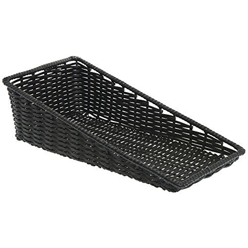 HUBERT Wicker Look Tapered Storage Basket, Rectangular Black - 11 1/2"L x 24"D x 1 1/2" to 7"H - color: Black, size: 11.5"Lx24"Dx1.5-7"H