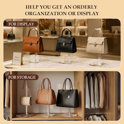 3-Pack Acrylic Purse Display Stands, 14"-24" Adjustable Handbag Holder - size: 3 Pack