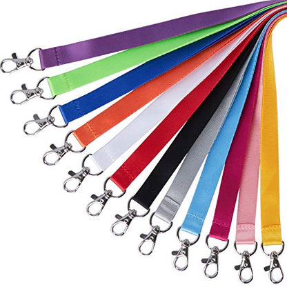 12Pack 12Colors Lightweight Neck Lanyards with Horizontal ID Badge Holders