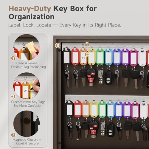 WeHere 120 Key Lock Box Wall Mount Smart Key Cabinet with Keypad for Office - size: 120-Keys