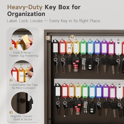 WeHere 120 Key Lock Box Wall Mount Smart Key Cabinet with Keypad for Office - size: 120-Keys