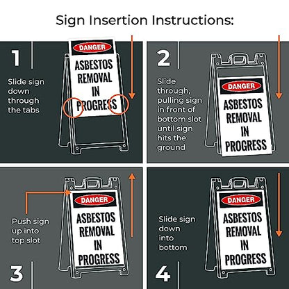 OSHA Danger Asbestos Removal in Progress Sidewalk Sign Kit, - size: 18x24 Inches, style: A-frame + 2 Panel Kit