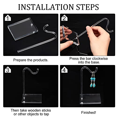 FINGERINSPIRE 3 Set Acrylic Bracelet Display Stand Clear Hook Shape Watch Display Holder 4.9 inch High Jewelry Storage Rack for Bangles Hairband Earrings Jewelry Organizer for Retail Counter Top