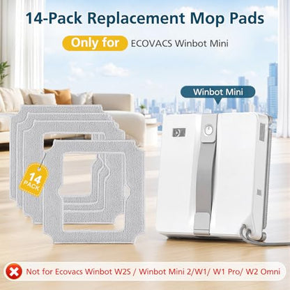 14 Pack Replacement Mop Pads for ECOVACS WINBOT Mini Window Cleaning Robot - size: 14 Pack-Winbot Mini Mop Pads