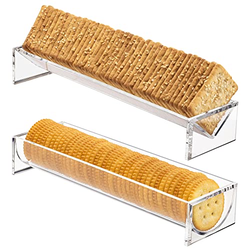 Clear Cracker Tray for Serving, Set of 2 Rectangular Cracker Holder for Serving Trays, Acrylic Food Display Cracker Serving Stand for Home, Party & Charcuterie Board Platter - size: 2 Cracker Trays