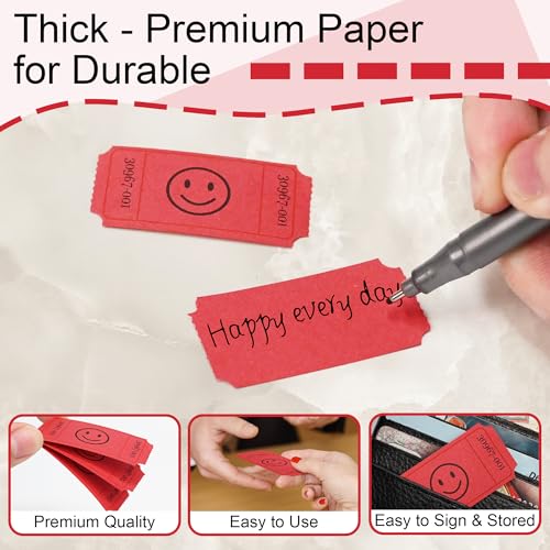 LLIKED 500 Raffle Tickets 1x2inch Smile Red Single Roll for Events - color: Red, size: 1"x2"