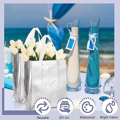 Eccliy 80 Pcs Reusable Gift Bags, Medium, Silver - color: Silver, size: Medium