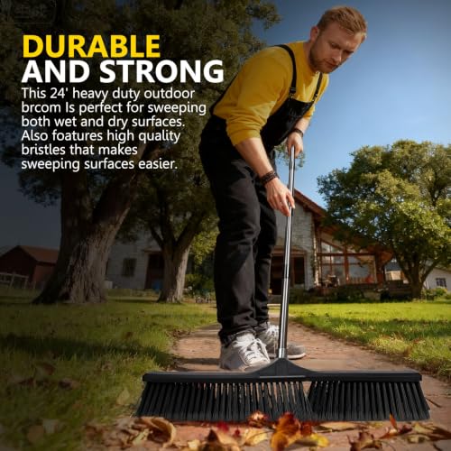 Masthome 24.8" Push Broom Heavy Duty Outdoor Stiff Bristle for Garage&Patio - color: Push Broom-black