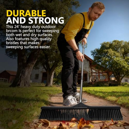 Masthome 24.8" Push Broom Heavy Duty Outdoor Stiff Bristle for Garage&Patio - color: Push Broom-black