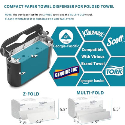 Multifold Paper Towel Dispenser Countertop Compact Design for Kitchen Black - color: D-24 Black