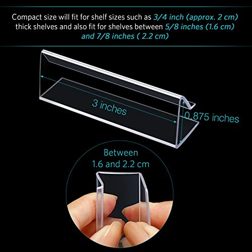 Outus Plastic Label Holder Wire Shelf Label Holder 3 x 0.875", 50 Pieces