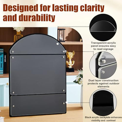 AmazingSpark 25 x 18.5 Inches Wall Mounted Office Sign Acrylic Directory Sign Office Wall Directory Large Signs Holder 6 Panels Black Backing for Restaurant Church Poster Frame Easy Install Board