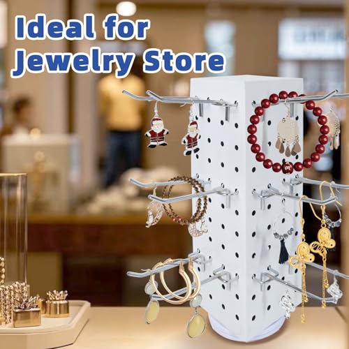 Keychain Display Stand，4 x 4 x 12 Inches，Spinning Display Stand (White) - color: White
