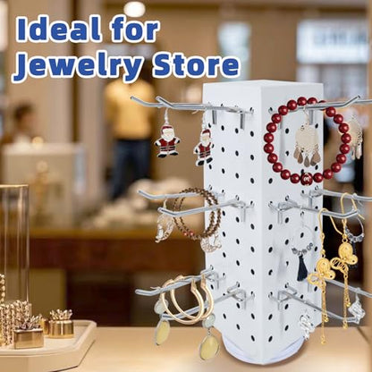 Keychain Display Stand，4 x 4 x 12 Inches，Spinning Display Stand (White) - color: White