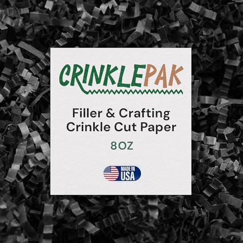Black Crinkle Paper Shred Filler, Gift Basket, 8 oz, USA Made - color: Black, size: 0.5 LB